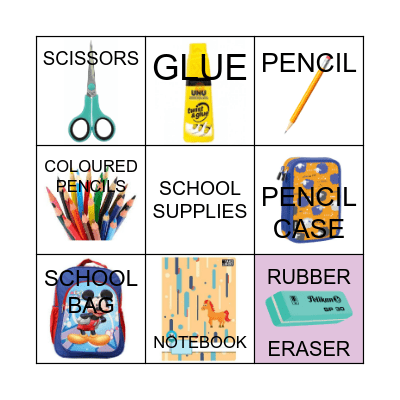 SCHOOL SUPPLIES Bingo Card