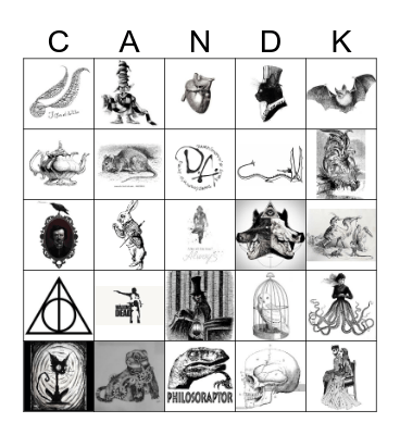 A Very Gothic Bridal Bingo Card