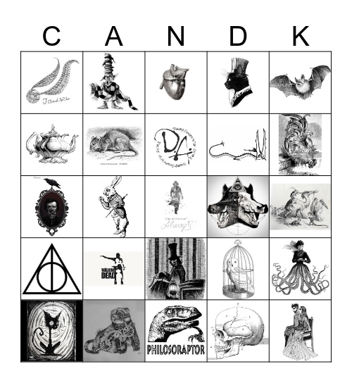 A Very Gothic Bridal Bingo Card