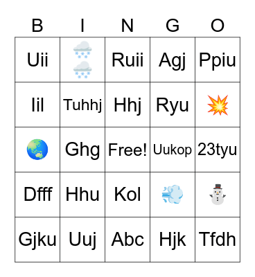 Number bingo Card