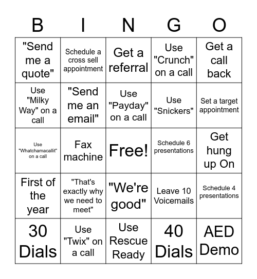 Phone Block Bingo Card