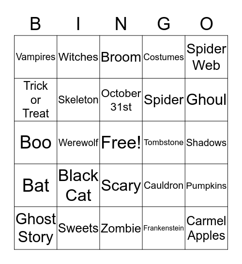Halloween Bingo Card