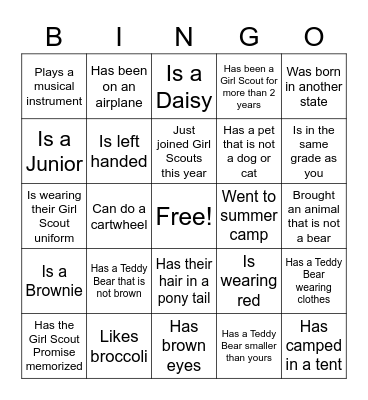 Teddy Bear Bingo- Find someone who.... Bingo Card