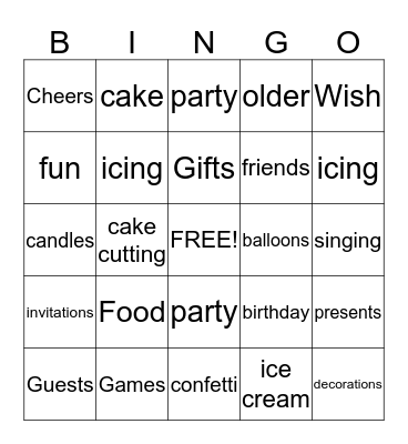 Birthday Bingo Card