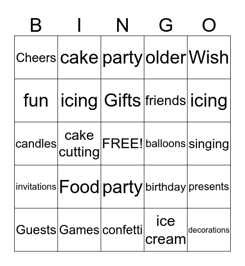 Birthday Bingo Card