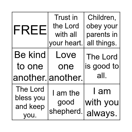 Bible Verses  Bingo Card