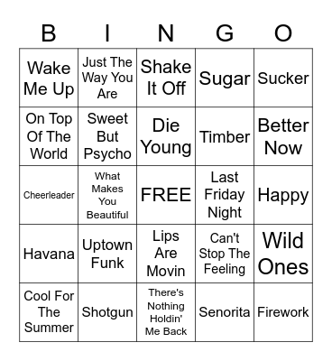 Musical Bingo Card