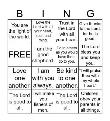 Bible Verses  Bingo Card