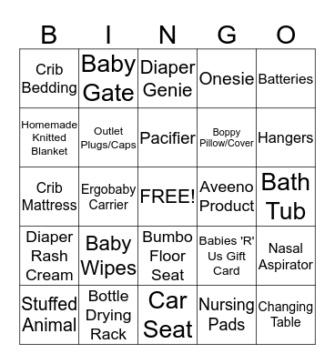 BABY BINGO! Bingo Card