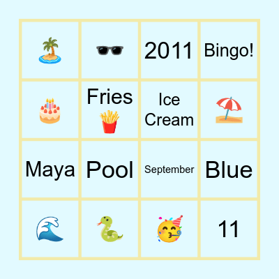 Maya's B-day Bingo! Bingo Card