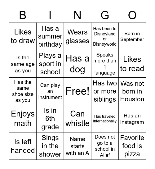 FIND SOMEONE WHO... Bingo Card