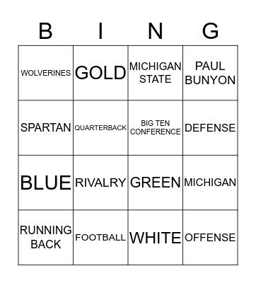 MICHIGAN - MICHIGAN STATE Bingo Card