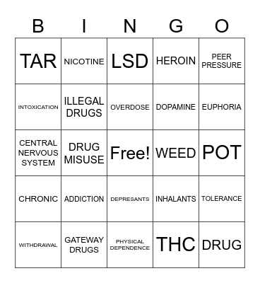 Gateway Drugs Bingo Card