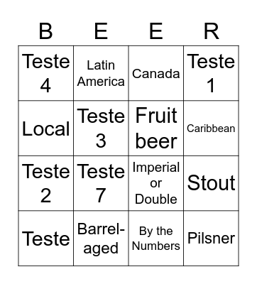 Virtual Beer Bingo! Bingo Card