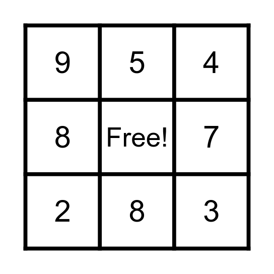 Number Bingo Card