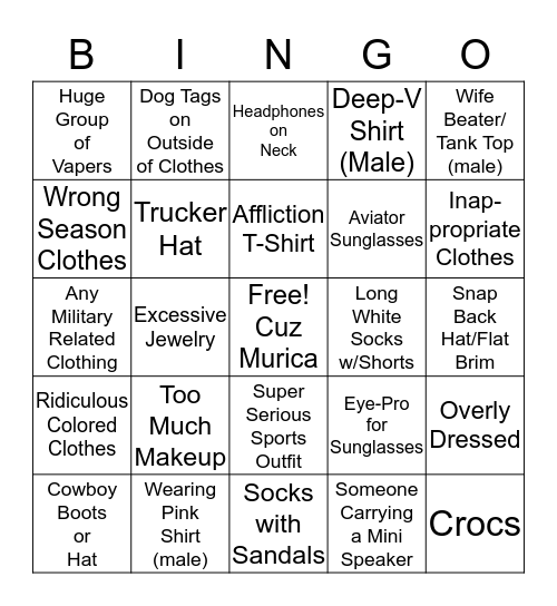 MANDATORY FUN Bingo Card