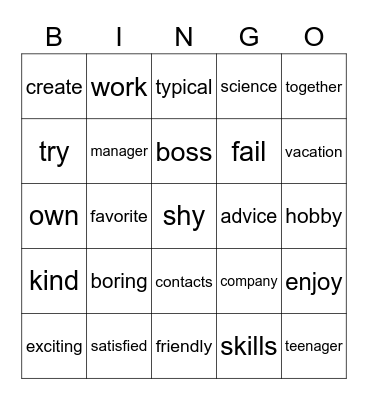 Units 1 and 2 Vocabulary Bingo Card