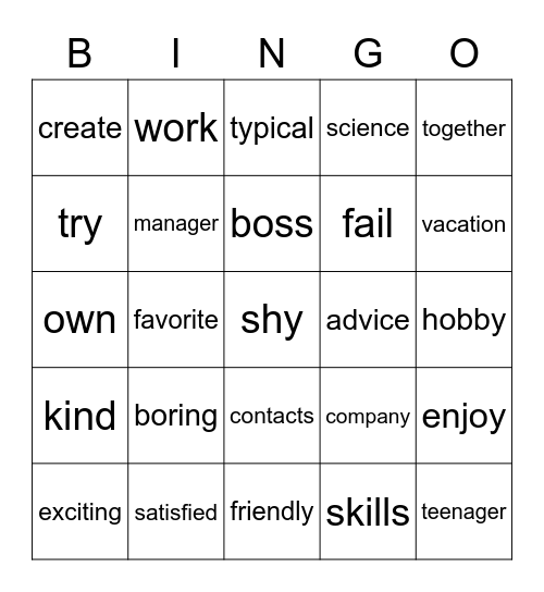 Units 1 and 2 Vocabulary Bingo Card