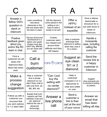 Rare Carat Orders Bingo - September Bingo Card