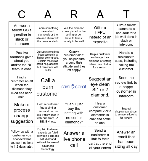 Rare Carat Orders Bingo - September Bingo Card
