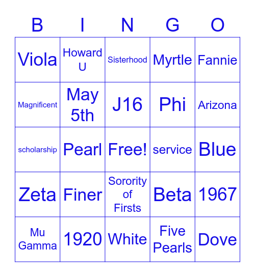 Mu Gamma Bingo Card