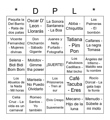 LOTERÍA MUSICAL Bingo Card