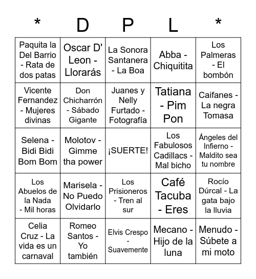 LOTERÍA MUSICAL Bingo Card