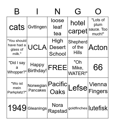 Heidi's Birthday Bingo Card
