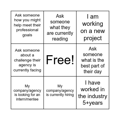 Networking Bingo Card