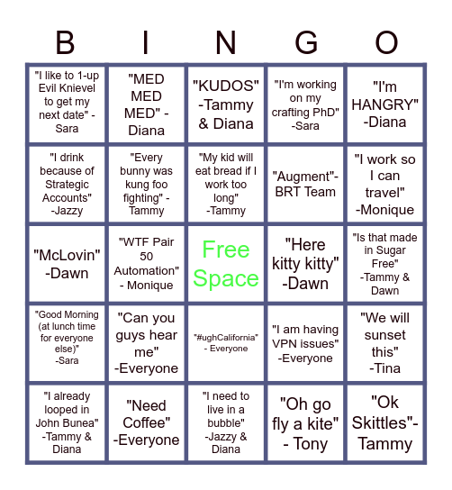 CX Quotes/ catch phrases Bingo Card