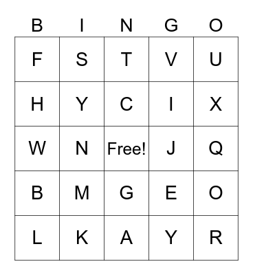 ASL Alphabet Bingo Card