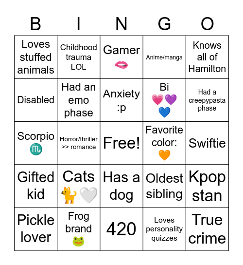 🍄 N E O M I 🍄 Bingo Card