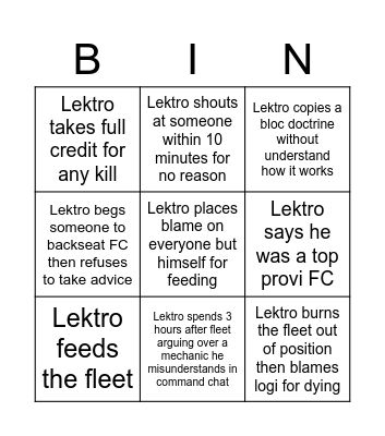 Lektro FC Bingo Card