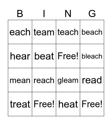 ea (EEEEE) Bingo Card