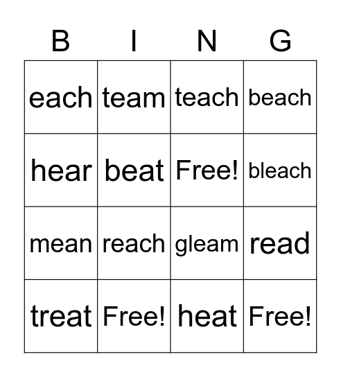 ea (EEEEE) Bingo Card