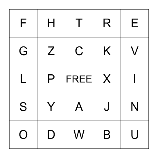 Letter Sounds Bingo Card