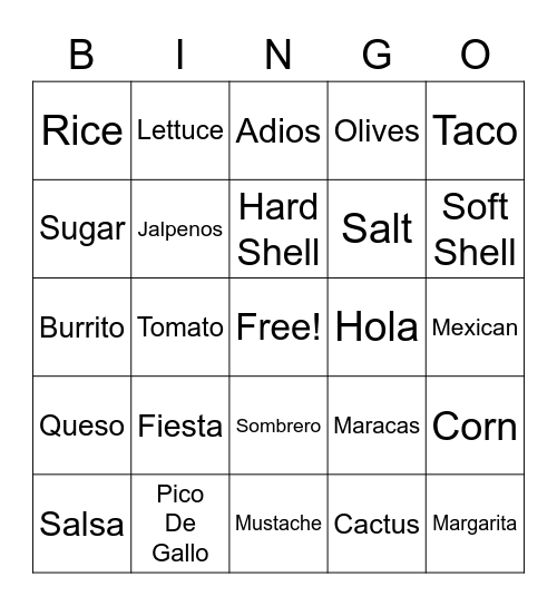 Nacho Average Bingo Card