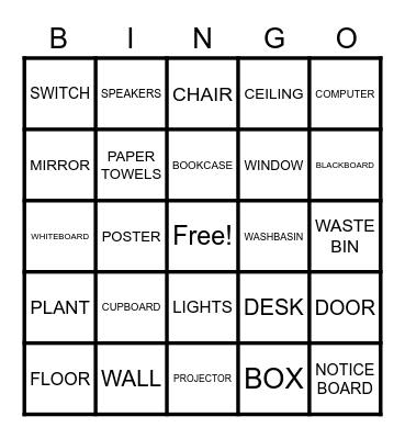 IN THE CLASSROOM Bingo Card