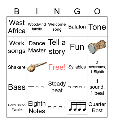 West African Music Bingo Card