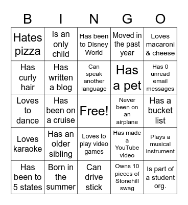 DLE 2022 Human BINGO Card