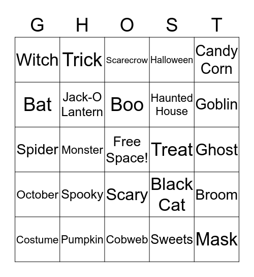 Halloween Bingo Card