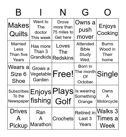 220 Community Reunion Bingo Card