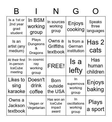 IceCube Icebreaker Bingo Card