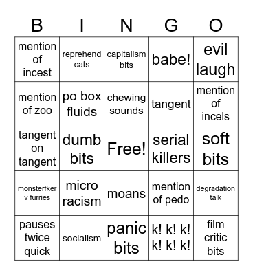 Bits Bingo Contest Bingo Card