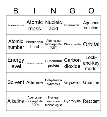 Chemistry of Life 3 of 3 Bingo Card