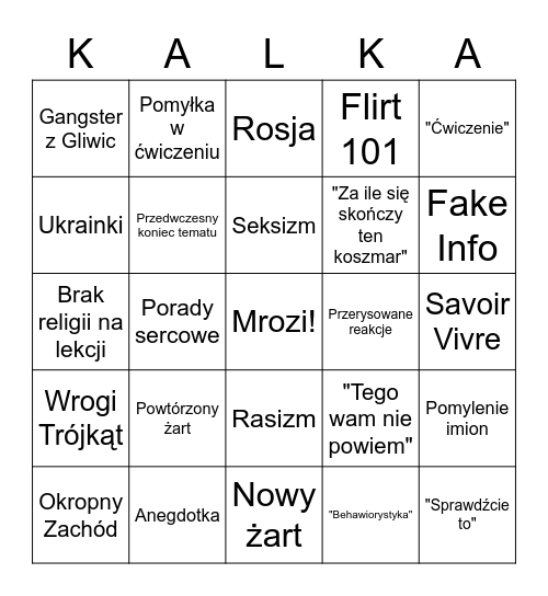 Religia Bingo Card