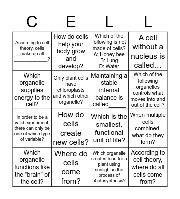 CELLS/ BINGO Card