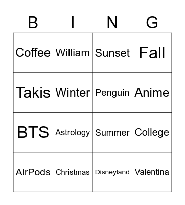 Fun Random Bingo Card