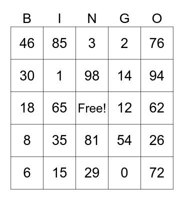 Abbey Road lottery Bingo Card