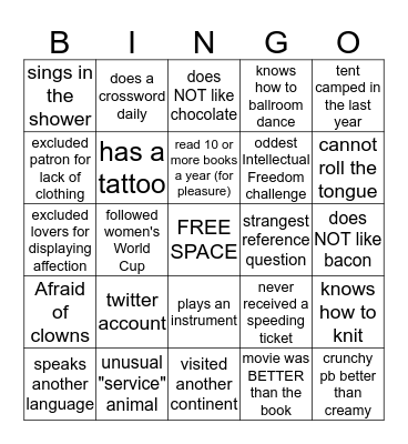 LIBRARY FOLLIES Bingo Card